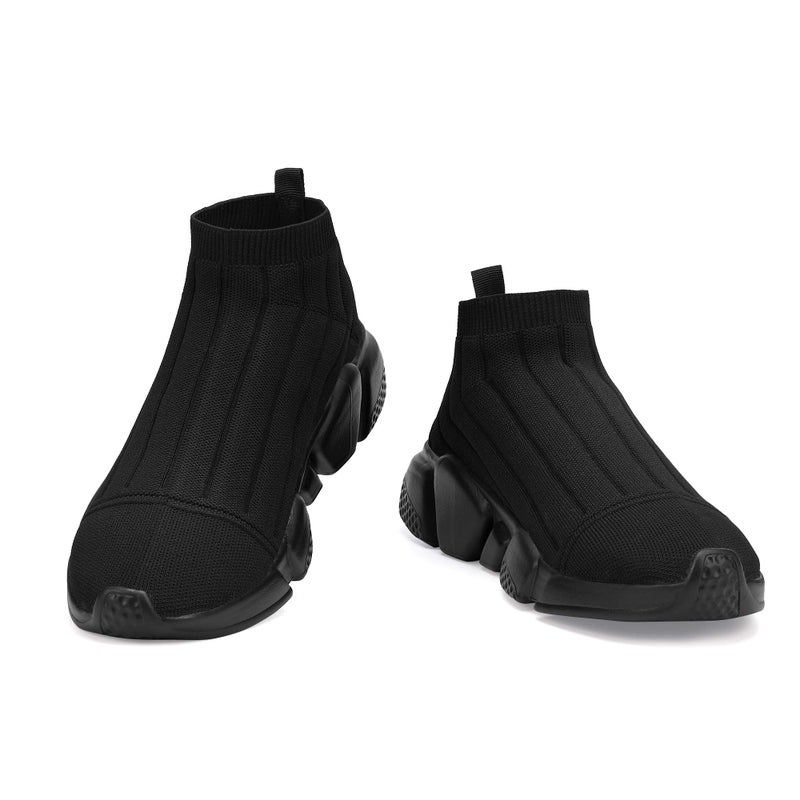 Casbeam Men's Running Knit Comfortable Lightweight Breathable Casual Sports Shoes Fashion Sneakers Slip-On Walking Shoes All Black Size 11 - Image 3
